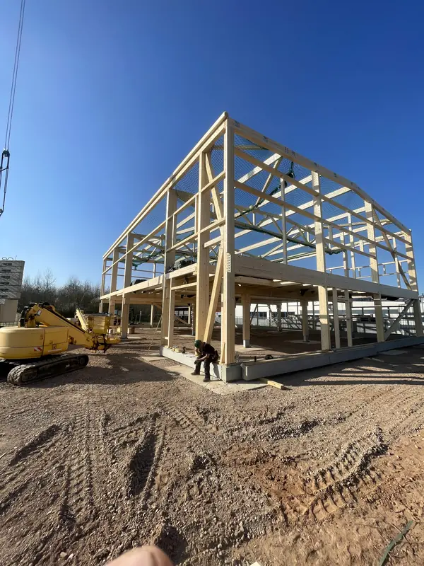 Overview of the commercial building structure before enclosure