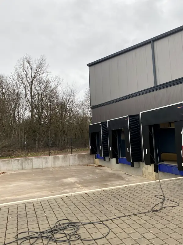 Warehouse loading-dock area and finished building envelope